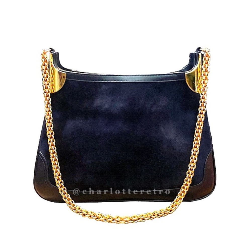 vtg Bettina Suede Bag w Rope Chain Strap • Italy